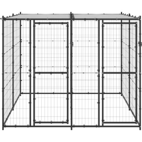 Outdoor Dog Kennel，Dog House，Dog Shelter Steel with Roof 4.84 m² VSVS819609