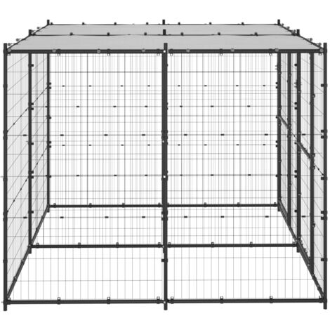 Outdoor Dog Kennel，Dog House，Dog Shelter Steel with Roof 4.84 m² VSVS819609