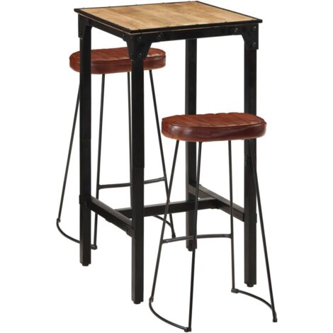 3 Piece Bar Set，Bistro Set Solid Rough Wood Mango and Metal VSVS496986