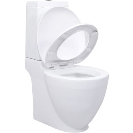WC Ceramic Toilet Bathroom Round Toilet Bottom Water Flow White VSVS2542261