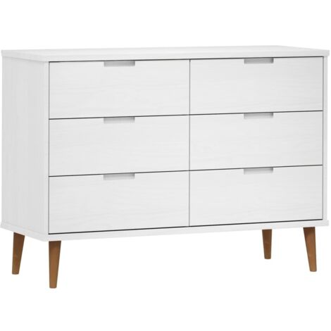 Drawer Cabinet，Drawer Chest MOLDE White 113x40x80 cm Solid Wood Pine VSVS6217477