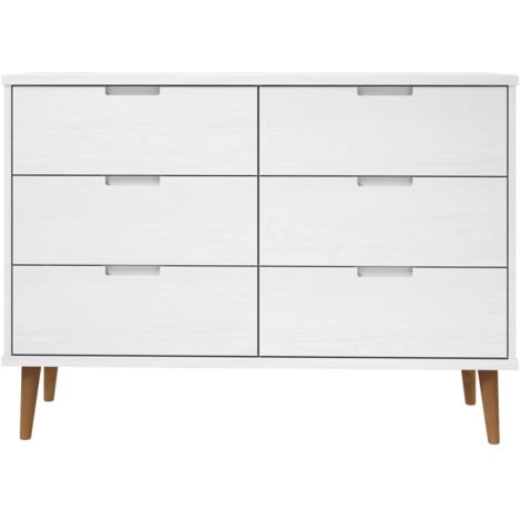 Drawer Cabinet，Drawer Chest MOLDE White 113x40x80 cm Solid Wood Pine VSVS6217477
