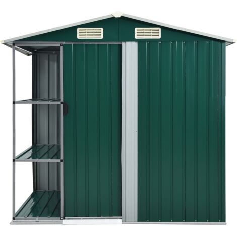 Garden Shed，Storage Shed with Rack Green 205x130x183 cm Iron VSVS2346571