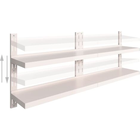 2-Tier Floating Wall Shelves，Racks 2 pcs Stainless Steel 200x30 cm ...