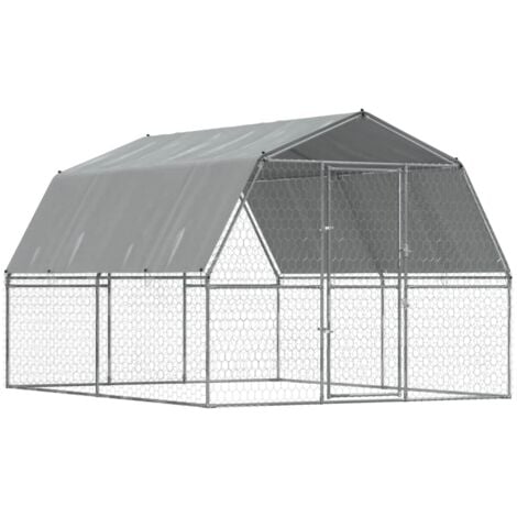Dog Cage with Roof and Door Silver Galvanised Steel VSVS1052928
