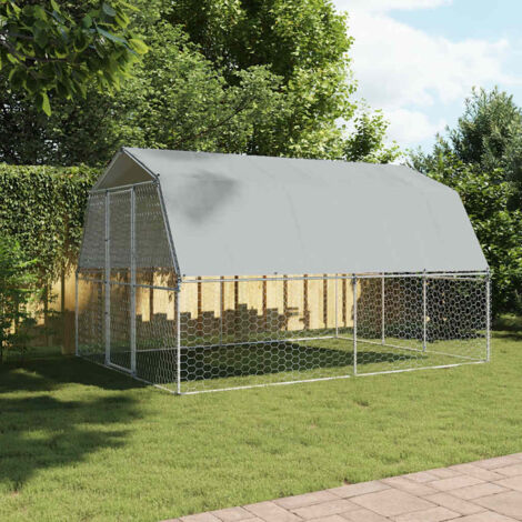 Dog Cage with Roof and Door Silver Galvanised Steel VSVS1052928