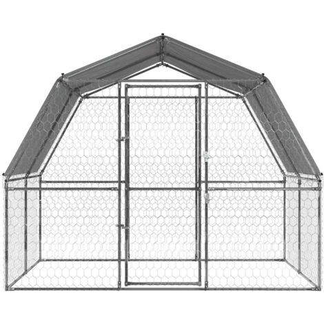 Dog Cage with Roof and Door Silver Galvanised Steel VSVS1052928