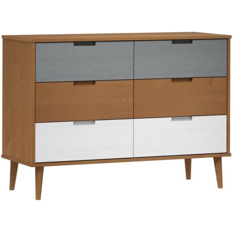 Drawer Cabinet，Drawer Chest MOLDE Brown 113x40x80 cm Solid Wood Pine VSVS3443817