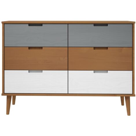Drawer Cabinet，Drawer Chest MOLDE Brown 113x40x80 cm Solid Wood Pine VSVS3443817