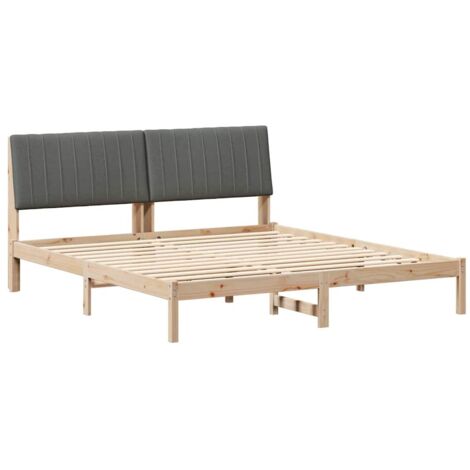 Double bed，Bed Frame with Headboard Brown 180 x 200 cm Solid Pine Wood ...