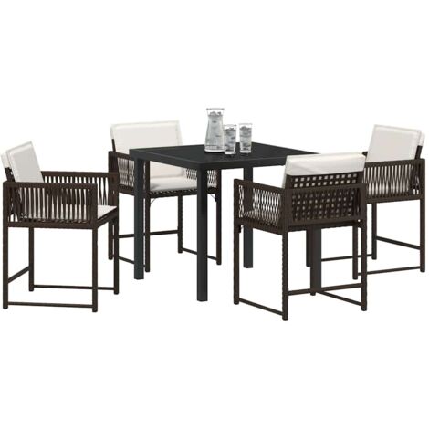Garden Dining Set 5 pcs，Outdoor Dining Set Brown Poly Rattan CFW25274