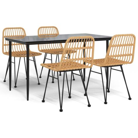 5 Piece Garden Dining Set，Outdoor Dining Set Poly Rattan CFW45746