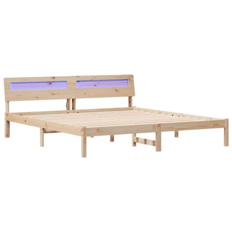 Double bed，Bed Frame with Headboard Brown 180 x 200 cm Solid pine wood ...