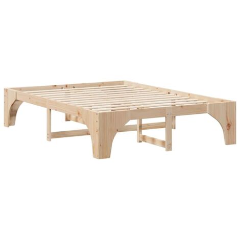 Double bed，Floor Bed Frame with Storage Brown 140 x 200 cm Solid pine ...