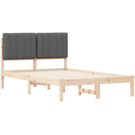 Double bed，Bed Frame with Upholstered Headboard Dark Grey 120 x 190 cm ...