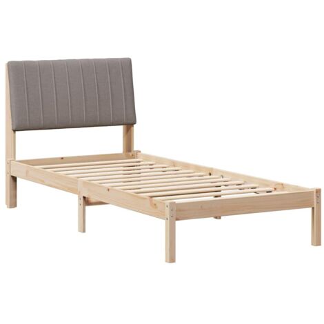 Single bed，Bed Frame with Headboard Brown 90 x 190 cm Solid Pine Wood ...