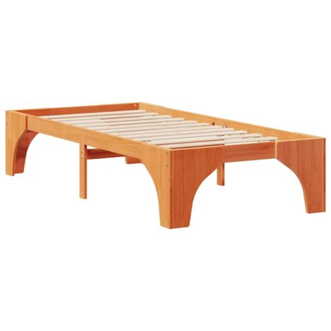 Single bed，Floor Bed Frame with Storage Brown 90 x 190 cm Solid pine ...