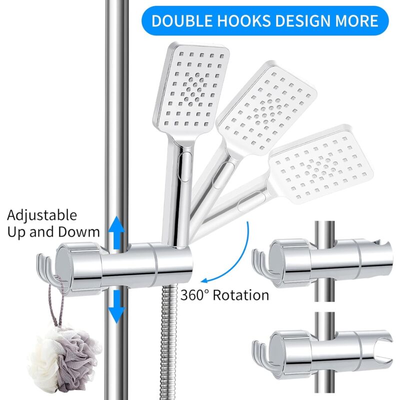 Universal Duschkopf-Halterung – Für Zylindrische Duschstangen 22 Mm, 360° Drehbar, Einfache Installation Ohne Werkzeug