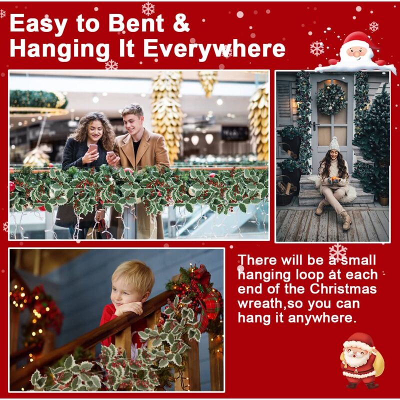 Weihnachtsgirlande Mit Roten Beeren - 1,75m Deko Für Kamin & Fenster