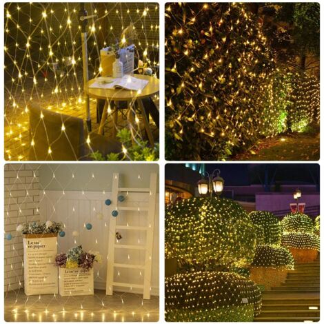 Qiydia LED Lichternetz 3x2m 200LED | 8 Beleuchtungsmodi | IP44 Wasserdicht | Für Garten & Weihnachten