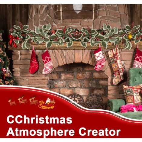 Weihnachts Girlande Mit Roten Beeren - 175cm Kunstliche Stechpalme Girlande