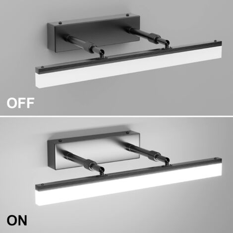 LED-Spiegellampe 40 cm, Badezimmer-Wandlampe 585 lm, 9 W, 6000 K, Spiegellampe für Badezimmer, IP44, LED-Wandlampe, moderne Badezimmerlampe mit verstellbarem Lichtkopf (schwarz, 40 cm) [Energieklasse 