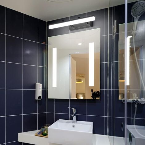 LED-Spiegellampe 40 cm, Badezimmer-Wandlampe 585 lm, 9 W, 6000 K, Spiegellampe für Badezimmer, IP44, LED-Wandlampe, moderne Badezimmerlampe mit verstellbarem Lichtkopf (schwarz, 40 cm) [Energieklasse 