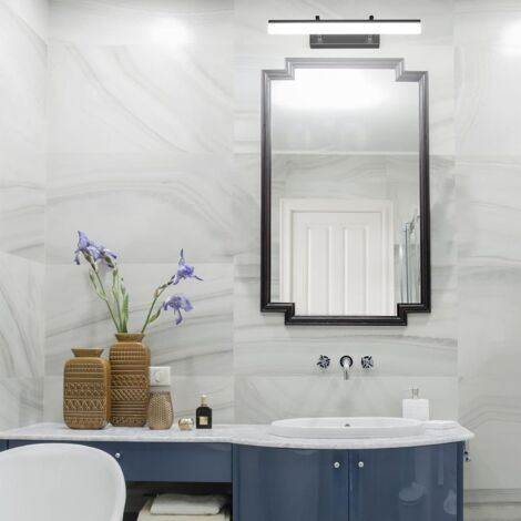 LED-Spiegellampe 40 cm, Badezimmer-Wandlampe 585 lm, 9 W, 6000 K, Spiegellampe für Badezimmer, IP44, LED-Wandlampe, moderne Badezimmerlampe mit verstellbarem Lichtkopf (schwarz, 40 cm) [Energieklasse 