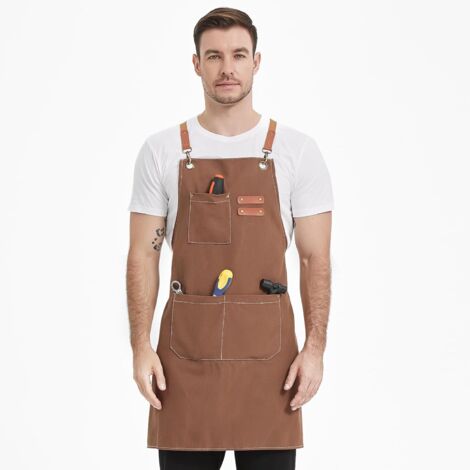 Japanische Kochschürze Damen | Baumwolle Mit 2 Taschen & Kreuzrücken | 55x39,4 Zoll | Für Küche, Café & Malerei