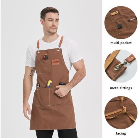 Japanische Kochschürze Für Damen – Aus Baumwolle, Mit 2 Taschen Und Kreuzrücken, 55 X 39,4 Zoll, Maschinenwaschbar