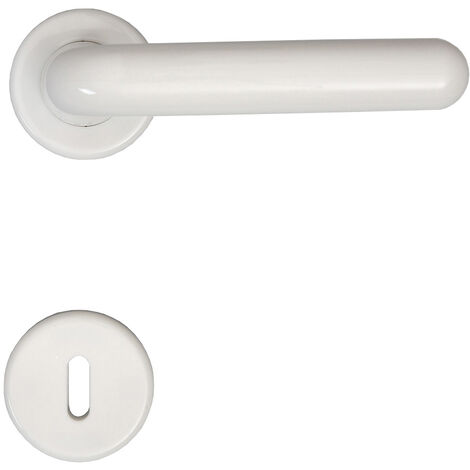 Maniglia per porte interne rotonda modello L acciaio inox opaco con rosette colorate Aperit Maniglie per porta: maniglia per porta 