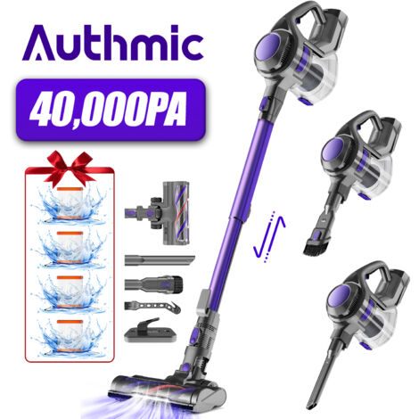 Bodenstaubsauger – 40000 Pa, 400 W, 5-in-1 mit HEPA-Filtersystem – 55 Min. Laufzeit – Abnehmbare Batterie – Violett