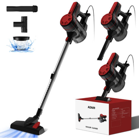 Leistungsstarker 600W Bodenstaubsauger ohne Beutel, 3-in-1 Kabelstaubsauger mit 5 m Kabel, Anti-Milben Staubsauger mit HEPA H13 Filter - Rot