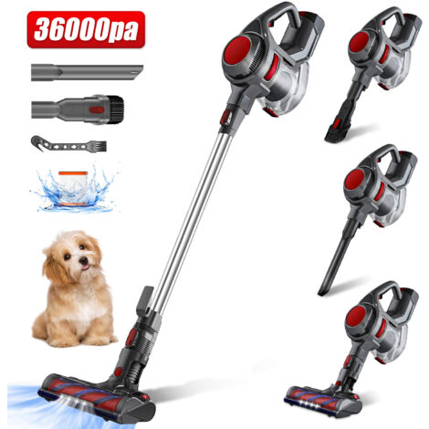 Bodenstaubsauger – 40000 Pa, 400 W, 5-in-1 mit HEPA-Filtersystem – 55 Min. Laufzeit – Abnehmbare Batterie – Rot