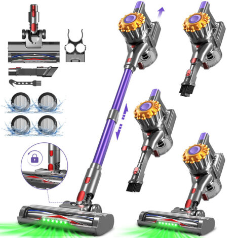 Akku Staubsauger 50000Pa 550W – Kabelloser Handstaubsauger mit 60min Laufzeit, 2 Saugstufen, 1,6L Staubbehälter für Teppiche & Hartböden, Authmic, Lila