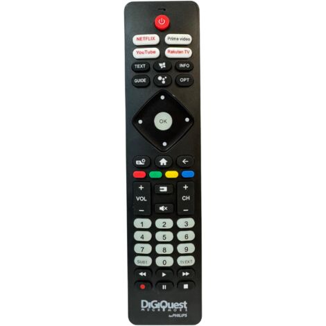 DIGIQUEST Telecomando compatibile con i modelli TV a marchio PHILIPS  Tasti fluorescenti e dedicati alle piattaforme streaming I Già configurato e pronto all'uso (1/4)
