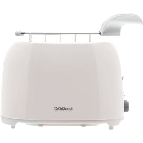 DIGIQUEST Tostapane con pinze TOAST UP Potenza 750W 2 Scomparti 7 Livelli di Doratura Design Bianco con Piedini Antiscivolo