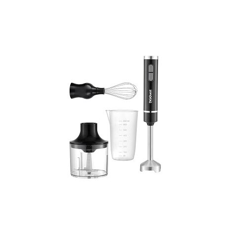 DIGIQUEST Frullatore Ad Immersione Multiuso 3 in 1 Handy 400 Full - Lame e braccio smontabile, Acciaio Inox, Impugnatura Ergonomica, Ciotola e Bicchiere inclusi nella confezione