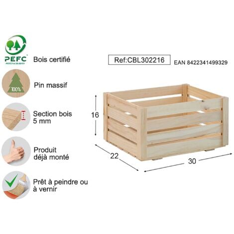 Caisse de rangement en pin massif Home box Moyenne