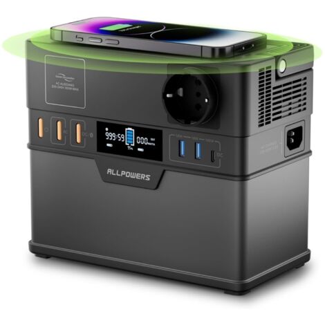 ALLPOWERS Centrale Elettrica Portatile S300 Plus, 288Wh Batteria, 300W (600W Picco) AC Uscita, Ricarica da 0-80% in 40 Minuti, Generatore Solare per Campeggio, Viaggi, Emergenze