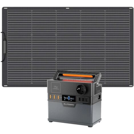 ALLPOWERS Centrale Elettrica Portatile S300 Plus, con Pannello Solare Flessibile 100W, 288Wh Batteria, 300W (600W Picco) AC Uscita, Ricarica da 0-80% in 40 Minuti, Generatore Solare per Campeggio