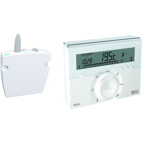 Thermostat programmable filaire Deltia 8.03 – Alimentation 2 piles LR03 – Compatible chaudières et pompes à chaleur – Installation flexible