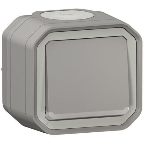 Legrand - Interrupteur ou va-et-vient lumineux Plexo complet saillie - Gris (1/3)