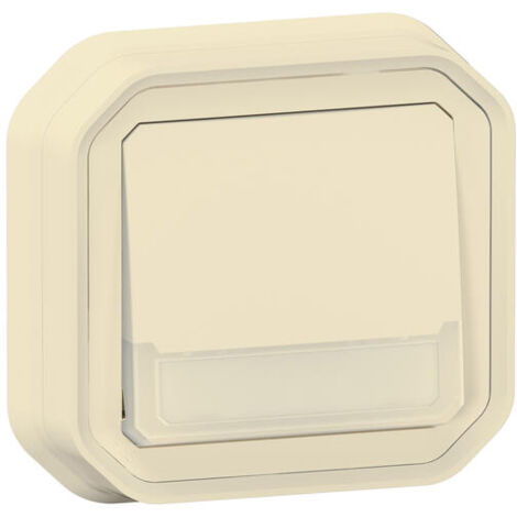 Legrand - Poussoir NO-NF lumineux porte-étiquette Plexo complet encastré et griffes - Sable