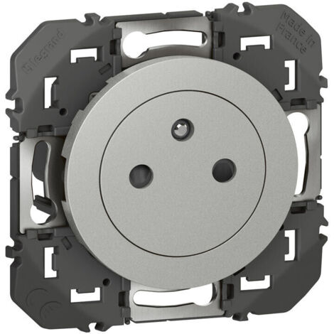 Legrand – Prise avec terre affleurante Dooxie – Aluminium – Intensité 16A – Tension 230V – Sécurité enfant – Installation rapide sans outil