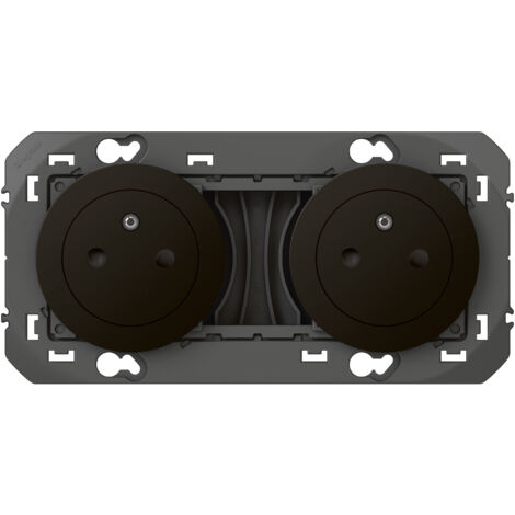 Legrand – Double prise de courant 2P+T précâblée 16A – Installation simplifiée – Compatible plaques Dooxie – Noir