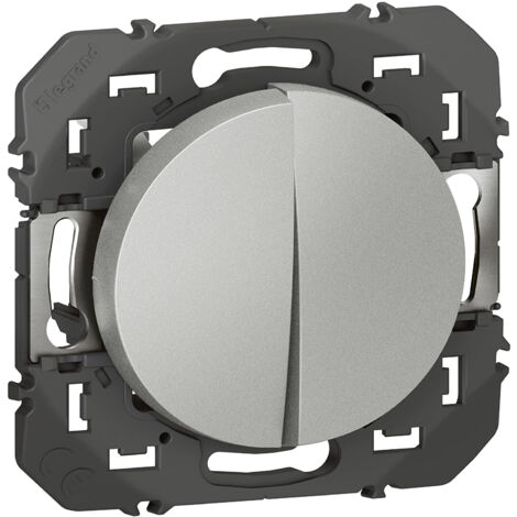Legrand – Double interrupteur va-et-vient à assembler – Finition aluminium – Bornes automatiques pour raccordement rapide – Usage intérieur uniquement