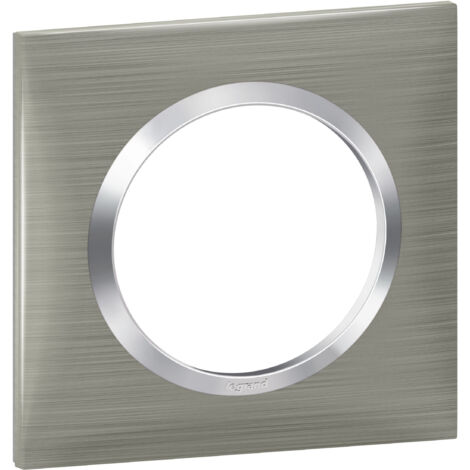 Legrand – Plaque carrée Dooxie 1 poste – Finition effet inox brossé – Compatible avec mécanismes Dooxie – Design moderne pour intérieur