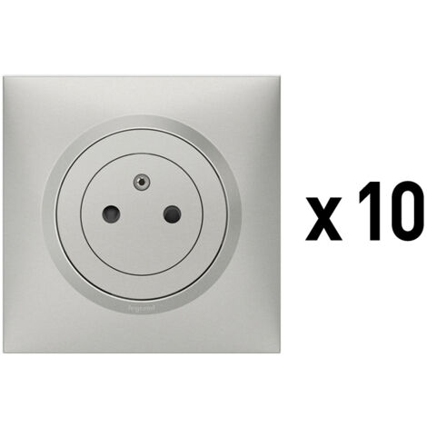Legrand – Lot de 10 prises de courant 2P+T Surface Dooxie 16A – Aluminium – Connexion rapide sans outil – Socle rétractable anti-poussière