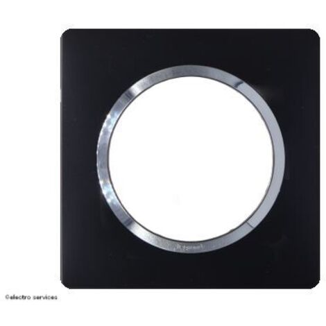 Legrand – Plaque carrée Dooxie 1 poste – Finition noir velours – Bague chromée – Système de rattrapage mural – Installation intérieure facile